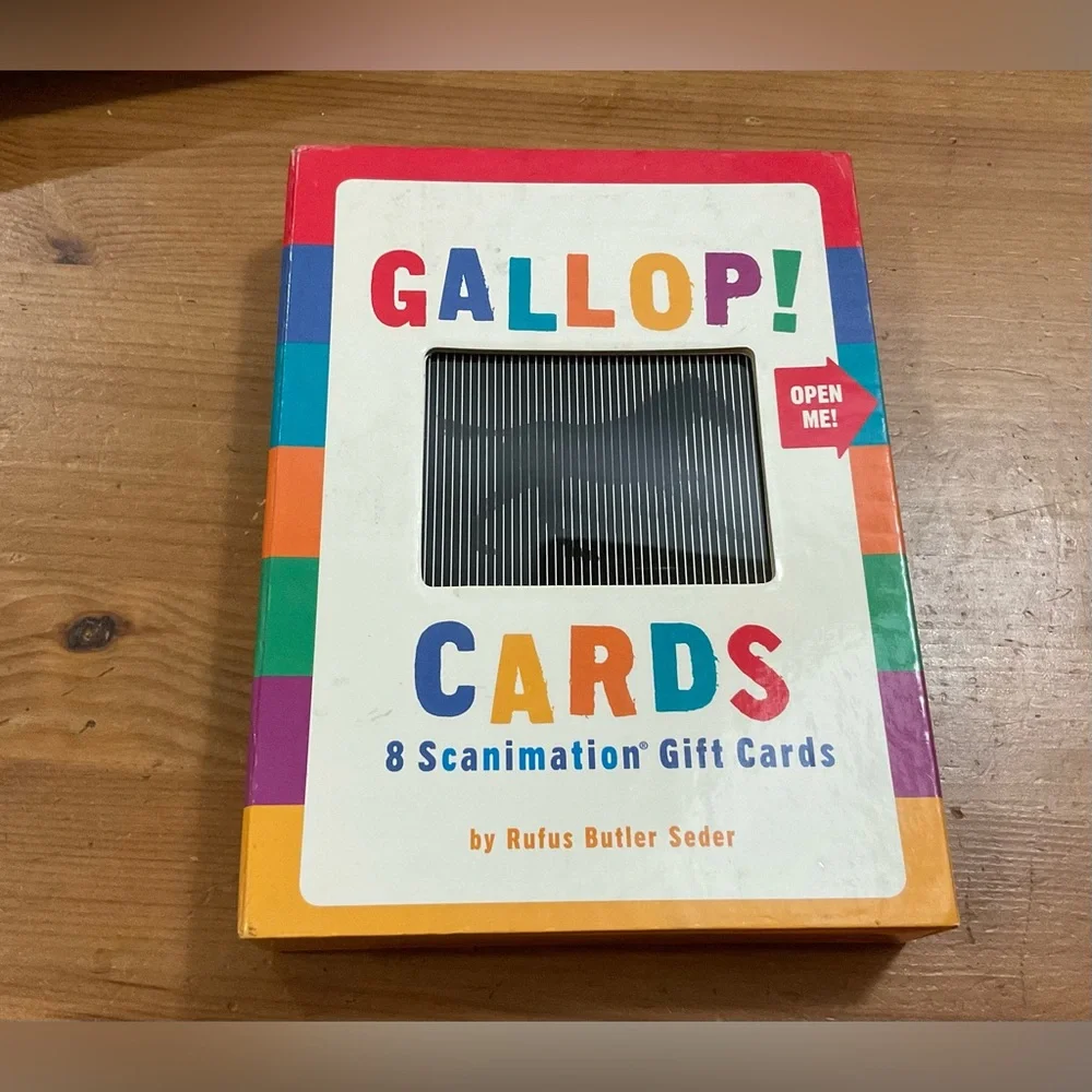 ScanimationGallop blank box cards set . Cards, envelopes,two sheets of stickers